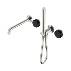Nero Serenity Progressive Shower System With Spout With Marquina Black Handle And Slim Shower Brushed Nickel - 24E129BN