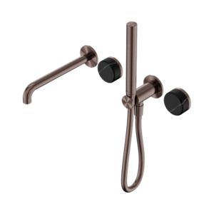Nero Serenity Progressive Shower System With Spout With Marquina Black Handle And Slim Shower Brushed Bronze - 24E129BZ