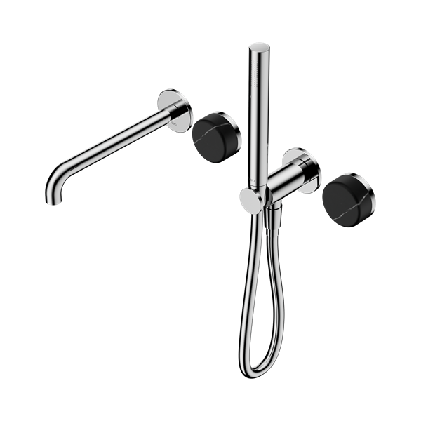 Nero Serenity Progressive Shower System With Spout With Marquina Black Handle And Slim Shower Chrome - 24E129CH