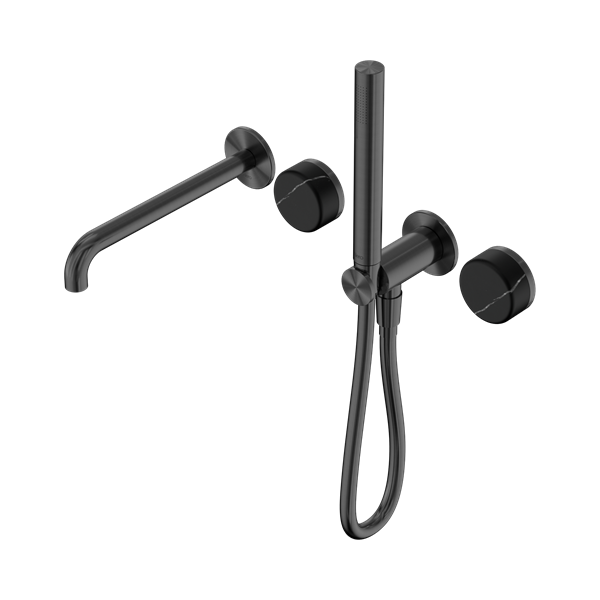 Nero Serenity Progressive Shower System With Spout With Marquina Black Handle And Slim Shower Gun Metal - 24E129GM