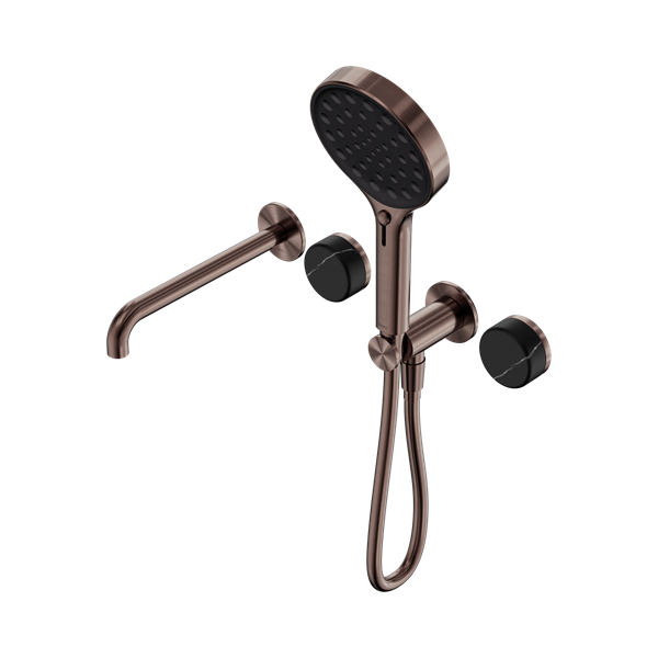 Nero Serenity Progressive Shower System With Spout With Marquina Black Handle And Serenity Hand Shower Brushed Bronze - 24E130BZ