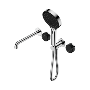 Nero Serenity Progressive Shower System With Spout With Marquina Black Handle And Serenity Hand Shower Chrome - 24E130CH