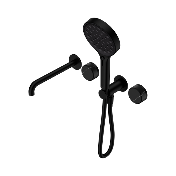 Nero Serenity Progressive Shower System With Spout With Marquina Black Handle And Serenity Hand Shower Matte Black - 24E130MB