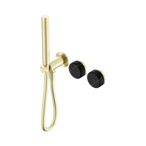 Nero Serenity Progressive Shower System With Marquina Black Handle And Slim Shower Brushed Gold - 24E131BG