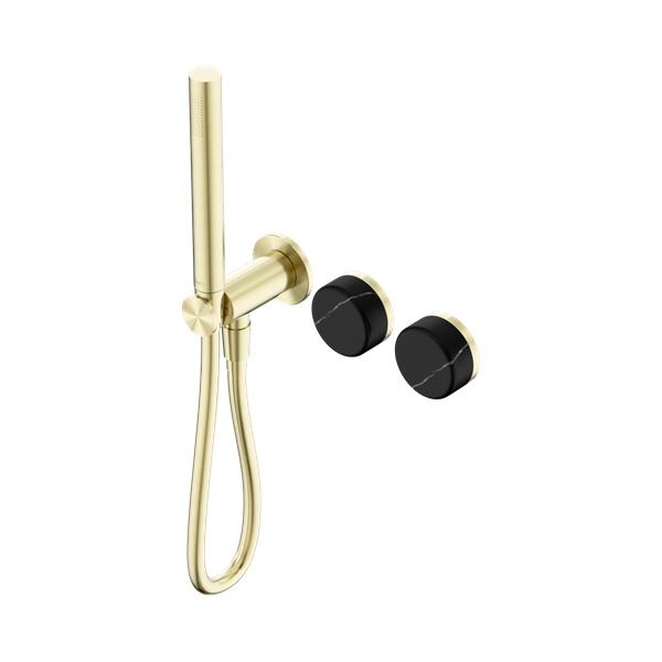 Nero Serenity Progressive Shower System With Marquina Black Handle And Slim Shower Brushed Gold - 24E131BG