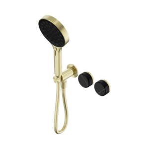 Nero Serenity Progressive Shower System With Marquina Black Handle And Serenity Hand Shower Brushed Gold - 24E132BG