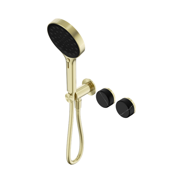 Nero Serenity Progressive Shower System With Marquina Black Handle And Serenity Hand Shower Brushed Gold - 24E132BG