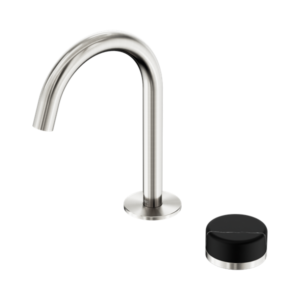 Nero Serenity Progressive Basin Mixer Arc Spout With Marquina Black Handle Brushed Nickel - 24E133BN