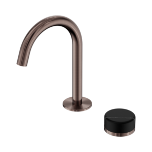 Nero Serenity Progressive Basin Mixer Arc Spout With Marquina Black Handle Brushed Bronze - 24E133BZ