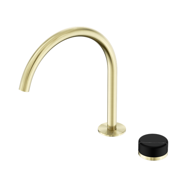 Nero Serenity Progressive Bath/Kitchen Mixer Arc Spout With Marquina Black Handle Brushed Gold - 24E134BG
