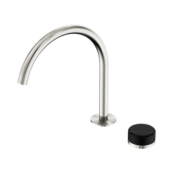Nero Serenity Progressive Bath/Kitchen Mixer Arc Spout With Marquina Black Handle Brushed Nickel - 24E134BN