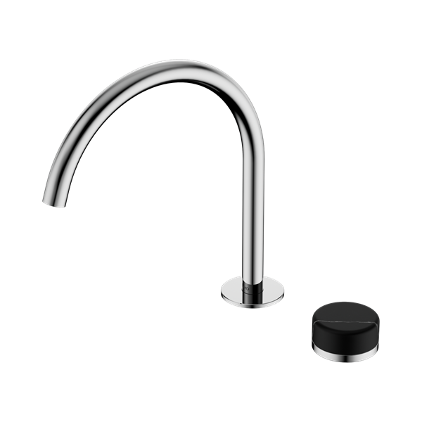 Nero Serenity Progressive Bath/Kitchen Mixer Arc Spout With Marquina Black Handle Chrome - 24E134CH