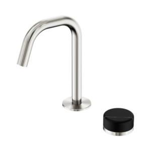 Nero Serenity Progressive Basin Mixer Edge Spout With Marquina Black Handle Brushed Nickel - 24E135BN