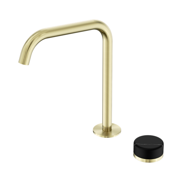 Nero Serenity Progressive Bath/Kitchen Mixer Edge Spout With Marquina Black Handle Brushed Gold - 24E136BG