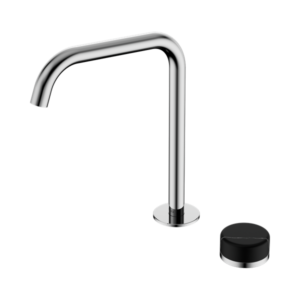 Nero Serenity Progressive Bath/Kitchen Mixer Edge Spout With Marquina Black Handle Chrome - 24E136CH