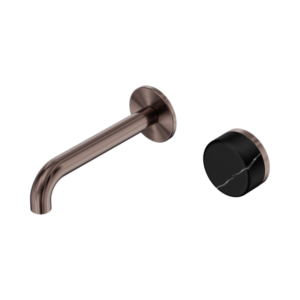 Nero Serenity Progressive Wall Basin Mixer 160mm Spout With Marquina Black Handle Brushed Bronze - 24E138BZ