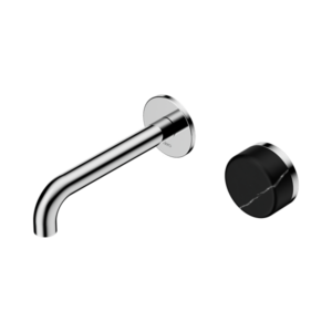 Nero Serenity Progressive Wall Basin Mixer 160mm Spout With Marquina Black Handle Chrome - 24E138CH
