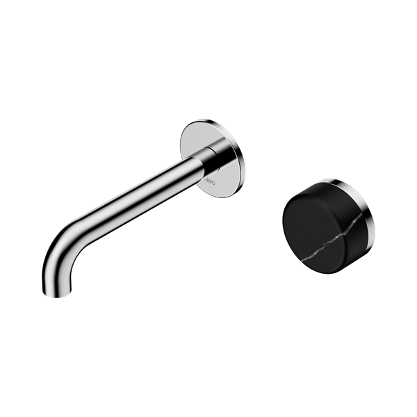 Nero Serenity Progressive Wall Basin Mixer 160mm Spout With Marquina Black Handle Chrome - 24E138CH
