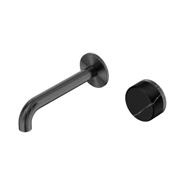Nero Serenity Progressive Wall Basin Mixer 160mm Spout With Marquina Black Handle Gun Metal - 24E138GM