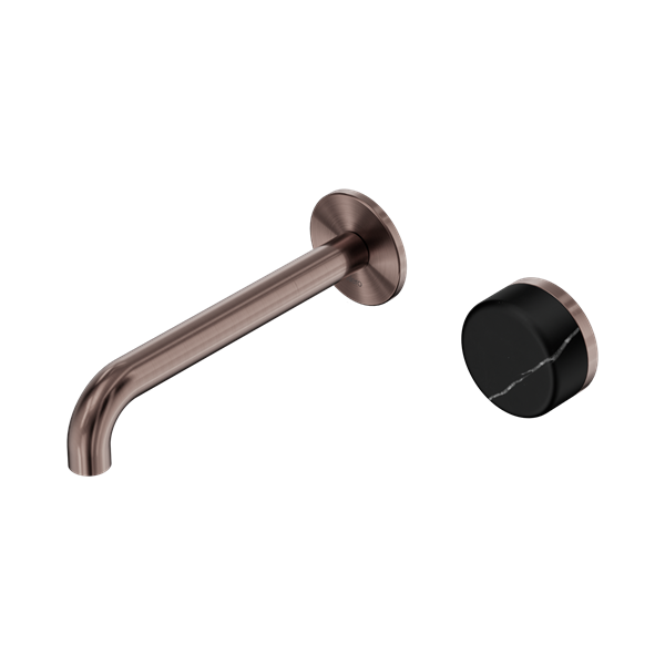 Nero Serenity Progressive Wall Basin Mixer 185mm Spout With Marquina Black Handle Brushed Bronze - 24E139BZ