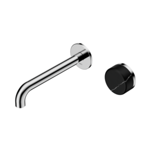 Nero Serenity Progressive Wall Basin Mixer 185mm Spout With Marquina Black Handle Chrome - 24E139CH