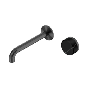 Nero Serenity Progressive Wall Basin Mixer 185mm Spout With Marquina Black Handle Gun Metal - 24E139GM
