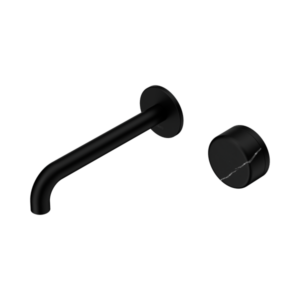Nero Serenity Progressive Wall Basin Mixer 185mm Spout With Marquina Black Handle Matte Black - 24E139MB