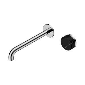Nero Serenity Progressive Wall Basin Mixer 220mm Spout With Marquina Black Handle Chrome - 24E140CH