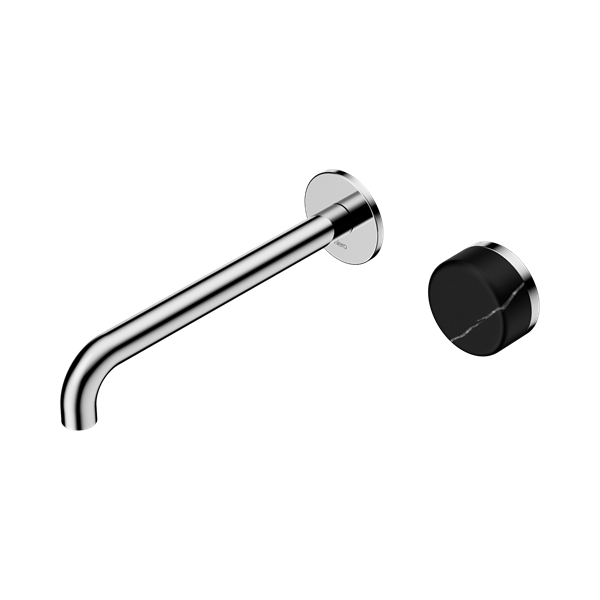 Nero Serenity Progressive Wall Basin Mixer 220mm Spout With Marquina Black Handle Chrome - 24E140CH