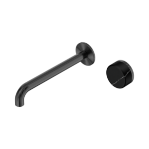 Nero Serenity Progressive Wall Basin Mixer 220mm Spout With Marquina Black Handle Gun Metal - 24E140GM