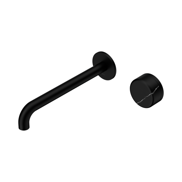 Nero Serenity Progressive Wall Basin Mixer 220mm Spout With Marquina Black Handle Matte Black - 24E140MB