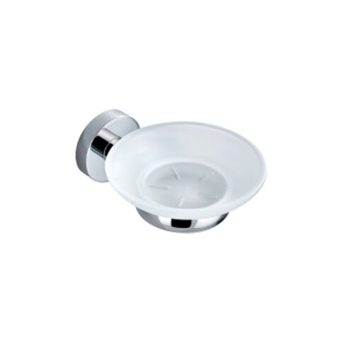 422-1.jpg Bad und Küche Rund Glass Soap Dish - Chrome - BK422