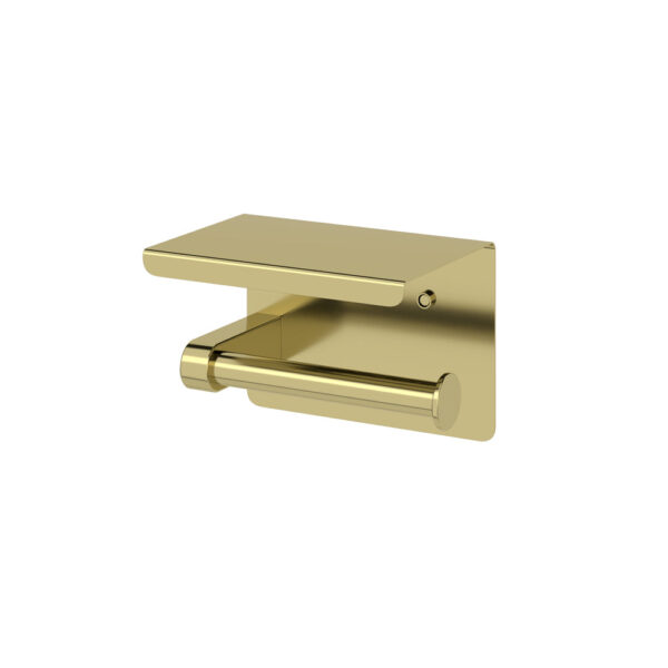 Amoza Toilet Roll Holder with Shelf Brushed Gold - AC205BG