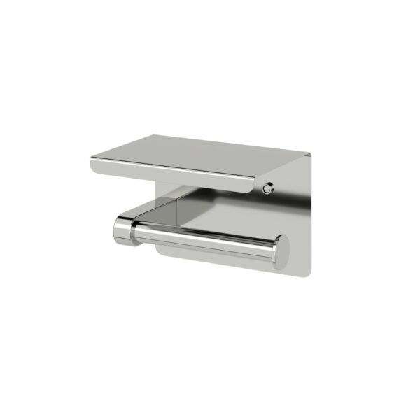 Amoza Toilet Roll Holder with Shelf Brushed S/S - Brushed Stainless Steel - AC205BS