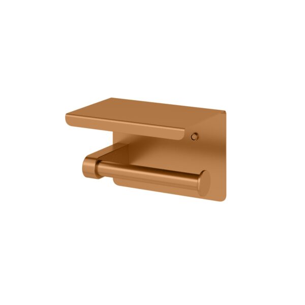 Amoza Toilet Roll Holder with Shelf Brushed Copper - AC205BC
