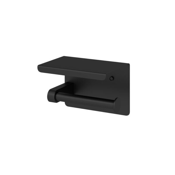 Amoza Toilet Roll Holder with Shelf Matte Black - AC205MB