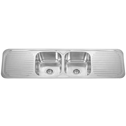 BK138.jpg Bad und Küche Traditionell Double Bowl With Double Drainer Sink 1Th - Stainless Steel - BK138