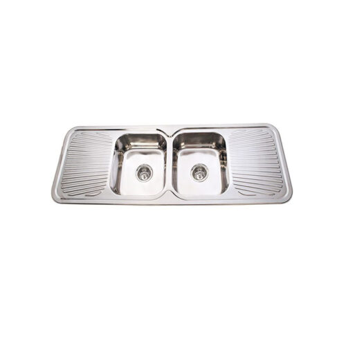 BK150-1.jpg Bad und Küche Traditionell Double Bowl With Double Drainer Sink 1Th - Stainless Steel - BK150