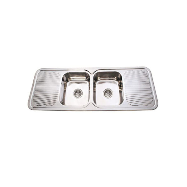 Bad und Küche Traditionell Double Bowl With Double Drainer Sink 1Th - Stainless Steel - BK150