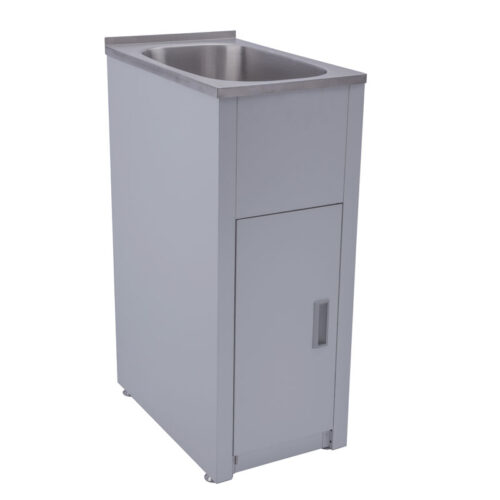 BK30L-1.jpg Bad und Küche Traditionell 30 Liter Compact Laundry Tub & Cabinet - White - BK30L