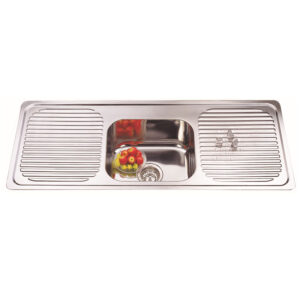 Bad und Küche Traditionell Single Bowl With Double Drainer Sink 1Th - Stainless Steel - BK446S