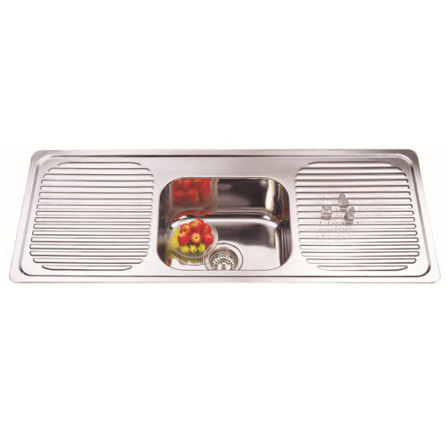 Bad und Küche Traditionell Single Bowl With Double Drainer Sink 1Th - Stainless Steel - BK446S