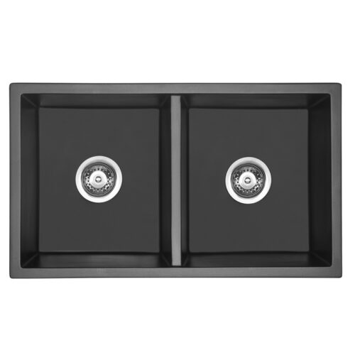 BKGS7745D.1.jpg Bad und Küche Arcko Granite Under/Overmount Double Bowl Granite Sink - Matte Black - BKGS7745D