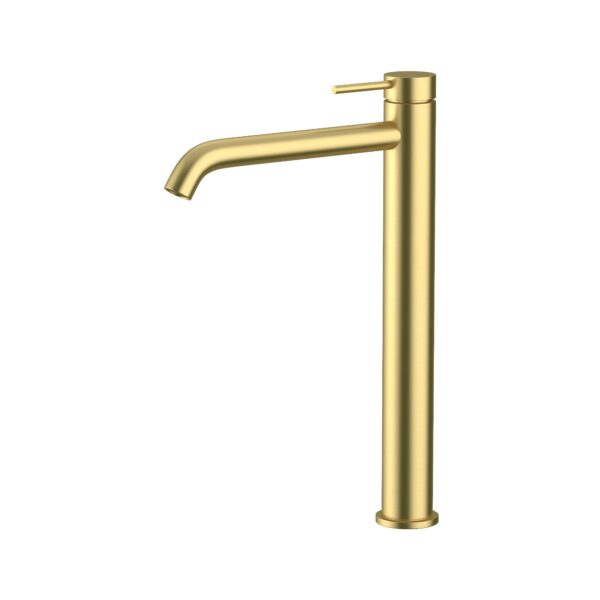 Amoza Curved High Rise Basin Mixer - Brushed Gold - MX8674BG