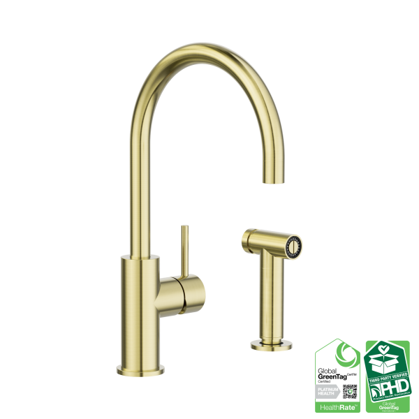 Nero Zen SS316L Kitchen Mixer With Hand Spray Brushed Gold - NR162208BG