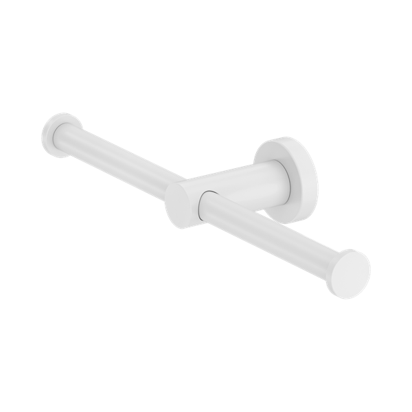 Nero Mecca Double Toilet Roll Holder Matte White - NR1986dMW