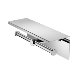 Nero Mecca Double Toilet Roll Holder With Shelf Chrome - NR1986eCH