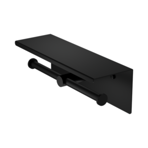 Nero Mecca Double Toilet Roll Holder With Shelf Matte Black - NR1986eMB