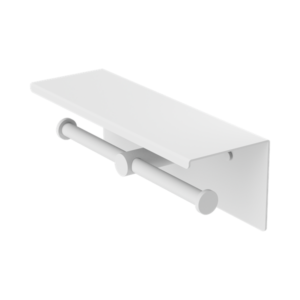 Nero Mecca Double Toilet Roll Holder With Shelf Matte White - NR1986eMW