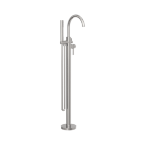 Nero Mecca Round Freestanding Mixer With Hand Shower Brushed Nickel - NR210903aBN